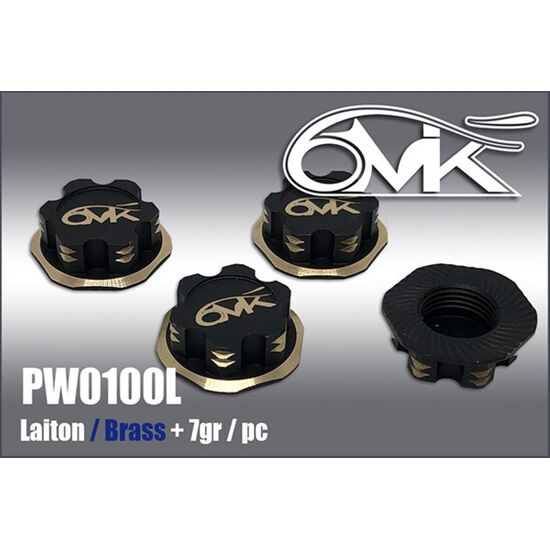 6MIK Brass 1:8 Wheel Nut Black Gold (4pcs)