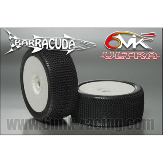 BARRACUDA 2.0 Tyres in 0/18 compound glued on White rims (Pair)