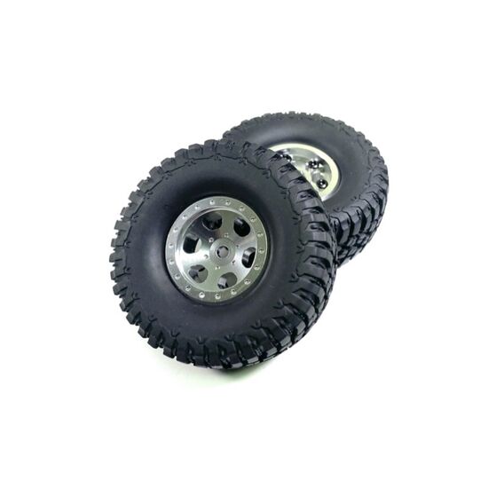 Roues 1.2 Aluminium Beadlock argent 1:18 / 1:24 Crawler (2)
