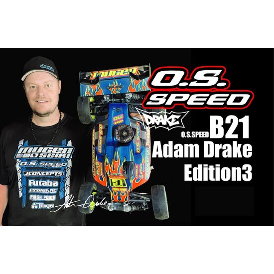 OS Speed B21 Adam Drake Edition 3 Comboset - moteur thermique buggy 1:8 avec échappement TB02, 2 image