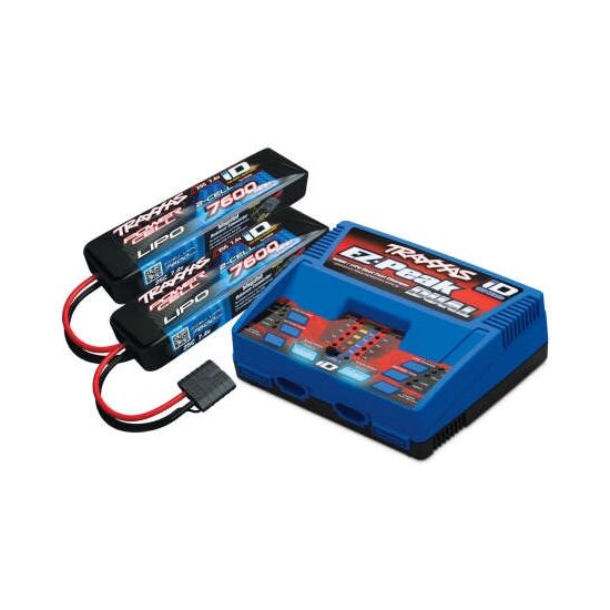 Battery/charger completer pack (inclu des #2972 Dual iD charger (1), #2869X 7600mAh 7.4V 2-cell 25C LiPo battery