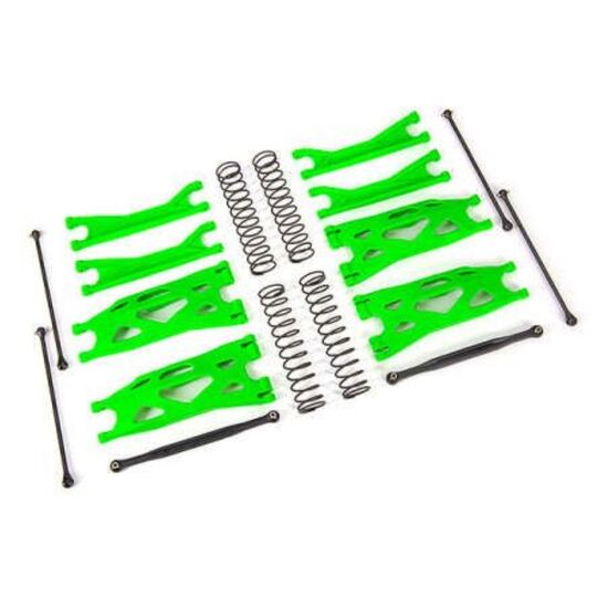 Suspension kit, X-Maxx WideMaxx, gree n (includes front & rear suspension a rms, front toe links, driveshafts, sh