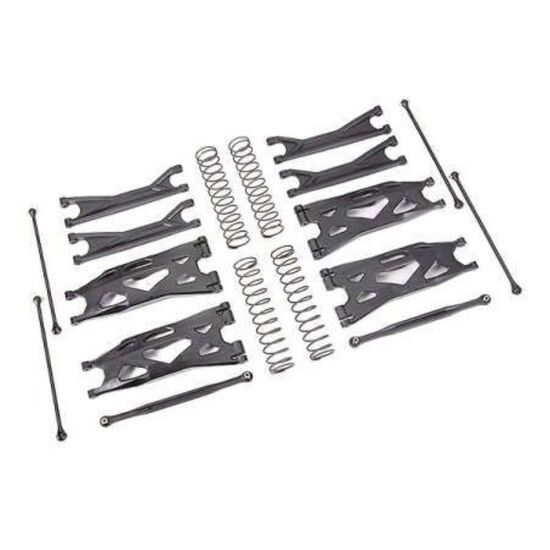 Suspension kit, X-Maxx WideMaxx, blac k (includes front & rear suspension a rms, front toe links, driveshafts, sh