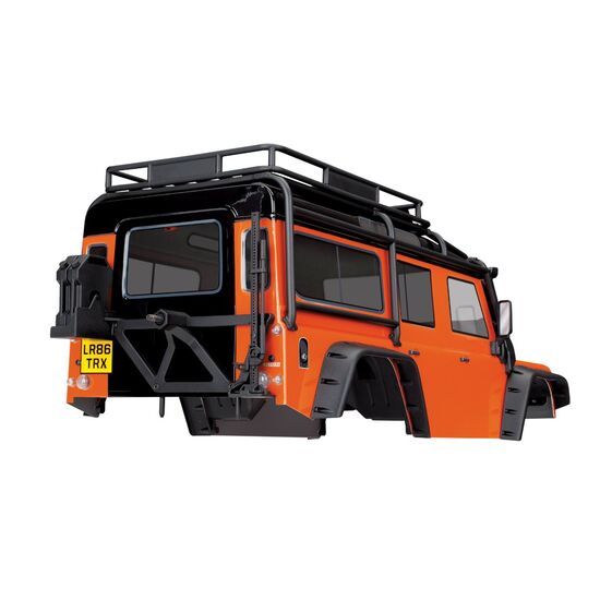 Body, Land Rover Defender, adventure orange (complete with ExoCage, inner fenders, fuel canisters, and jack), 2 image