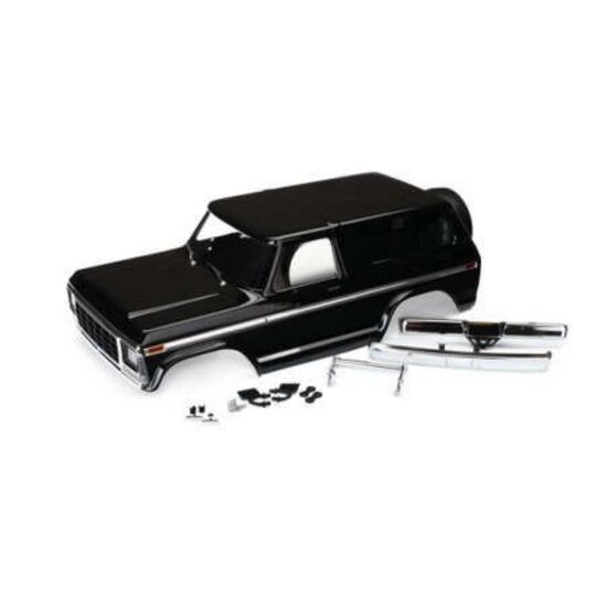 Body, Ford Bronco, complete (black) ( includes front and rear bumpers, push bar, rear body mount, grille, side m