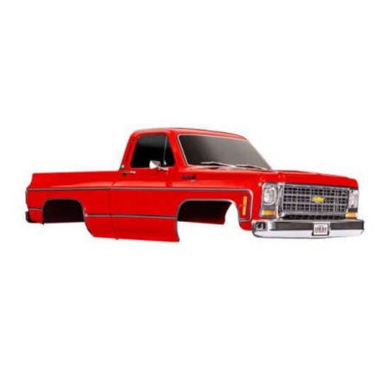 Body, Chevrolet K10 Truck (1979), com plete, red (painted) (includes grille , side mirrors, door handles, windshi