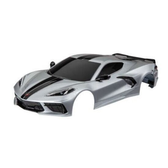 Body, Chevrolet Corvette Stingray, co mplete (silver) (painted, decals appl ied) (includes side mirrors, spoiler,