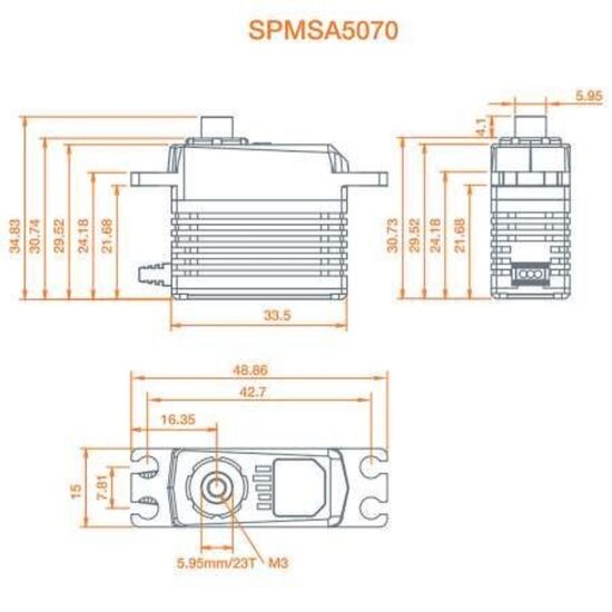 A5070 Mini Digital HV High Torque Hig h-Speed Brushless Metal Gear Aircraft Servo, 3 image