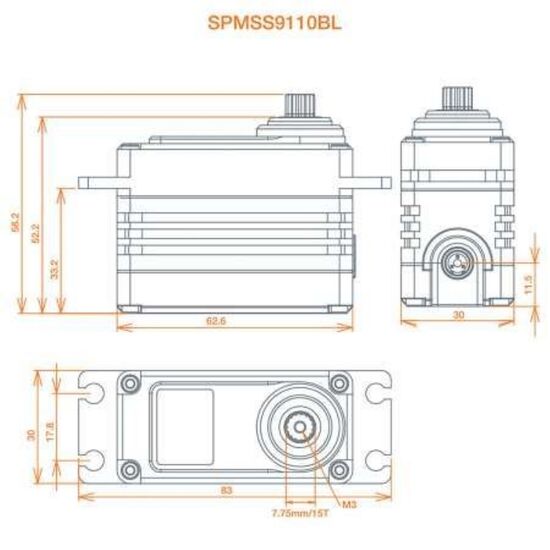 SERVO S9110BL 1/5 Speed Metal Servo, 2 image