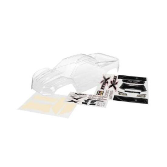 Body, X-Maxx (clear, untrimmed, requi res painting)/ window masks/ decal sh eet