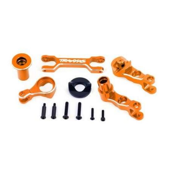 Steering bellcranks (left & right)/ d raglink (6061-T6 aluminum, orange-ano dized) (fits X-Maxx)