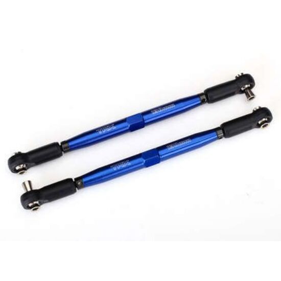 Toe links, X-Maxx (TUBES blue-anodize d, 7075-T6 aluminum, stronger than ti tanium) (157mm) (2)/ rod ends, assemb