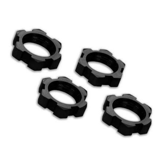 Wheel nuts, splined, 17mm, serrated ( black-anodized) (4)