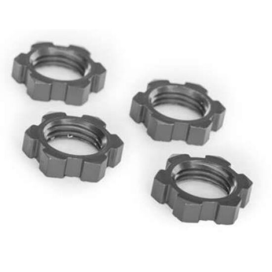 Wheel nuts, splined, 17mm, serrated ( gray-anodized) (4)