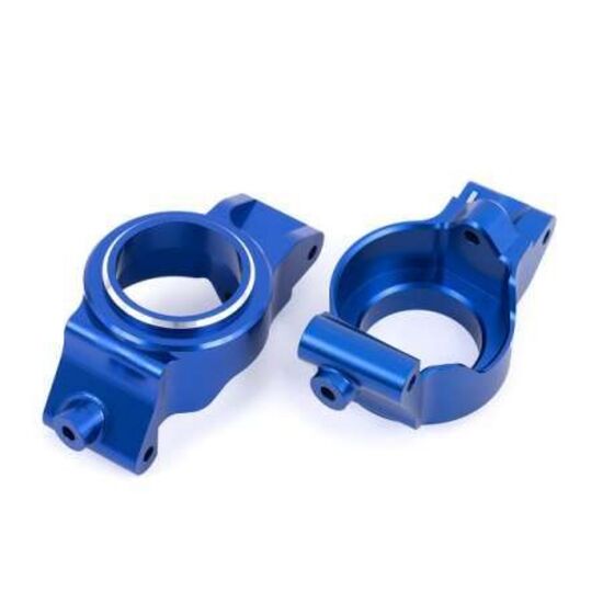 Caster blocks (c-hubs), 6061-T6 alumi num (blue-anodized), left & right