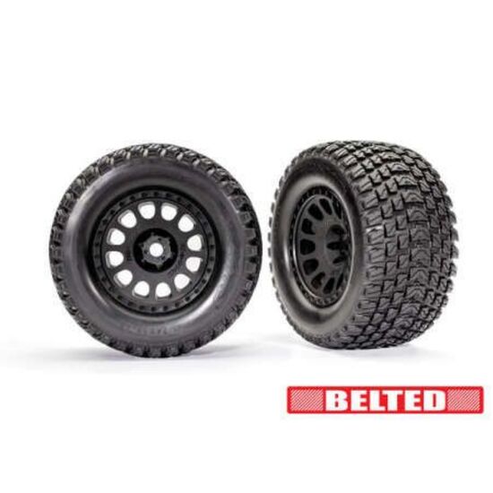 Tires & wheels, assembled, glued (XRT Race black wheels, Gravix belted tir es, dual profile (4.3' outer, 5.7' in