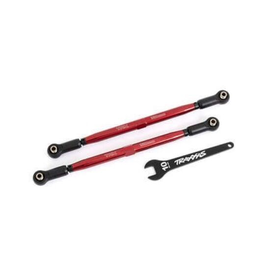 Toe links, front (TUBES red-anodized, 6061-T6 aluminum) (2) (for use with #7895 X-Maxx WideMaxx suspension kit)