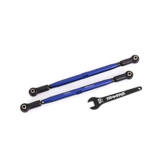 Toe links, front (TUBES blue-anodized , 6061-T6 aluminum) (2) (for use with #7895 X-Maxx WideMaxx suspension kit