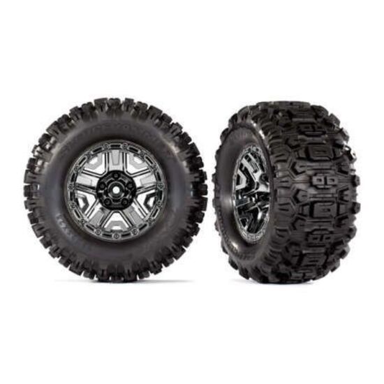 Tires & wheels, assembled, glued (bla ck chrome 2.8' wheels, Sledgehammer t ires, foam inserts) (2) (TSM?┬½ rated)