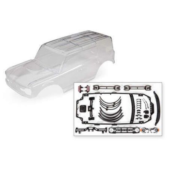 Body, Ford Bronco (2021) (clear, requ ires painting)/ decals/ window masks (includes grille, side mirrors, door