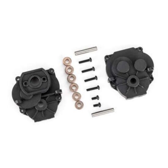 Gearbox housing (front & rear)/ 2x4mm BCS (with threadlock) (2)/ 2x8mm BCS (4)/ 3x16mm pins (2)