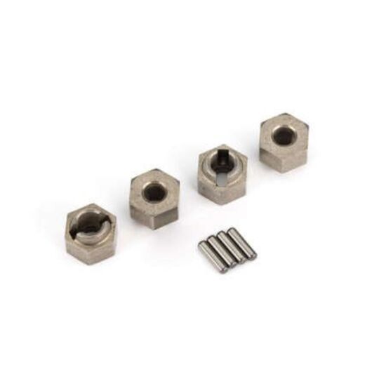 Wheel hubs, 7mm hex (steel) (4)/ axle pins (8)