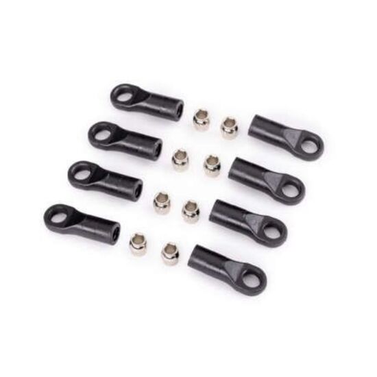 Rod ends, long (8)/ hollow balls, ste el (8) (for 1/18 scale TRX-4M vehicle accessory suspension links)