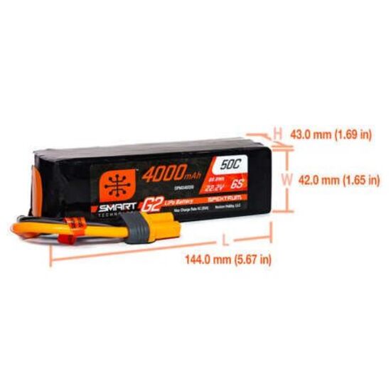 SPMX46S50 4000mAh 6S 22.2V 50C Smart LiPo Battery G2 IC5, 2 image