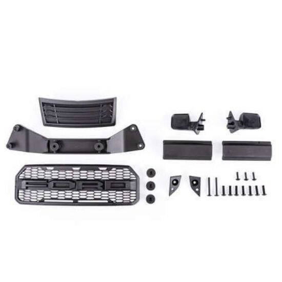 Grille/ grille mount/ mirrors, side ( left & right)/ mirror mounts (left & right)/ body mount adapter/ rear latc