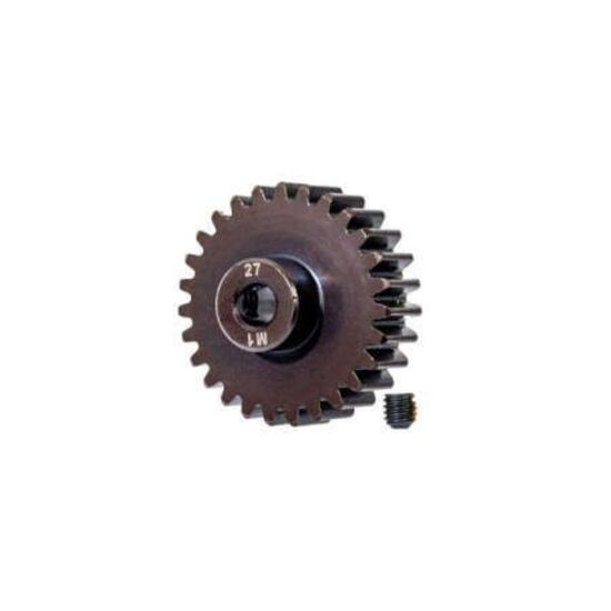 Gear, 19-T pinion (machined, hardened steel) (1.0 metric pitch) (fits 5mm shaft)/ set screw