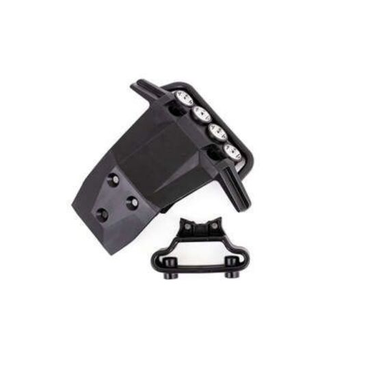 Bumper, front/ bumper support (fits 4 WD Rustler) (for LED light kit instal lation)