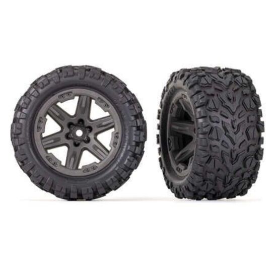 Tires & wheels, assembled, glued (2.8 ') (RXT gray wheels, Talon EXT tires, foam inserts) (4WD electric front/re