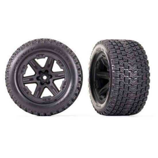 Tires & wheels, assembled, glued (2.8 ') (RXT black wheels, Gravix tires, f oam inserts) (4WD electric front/rear