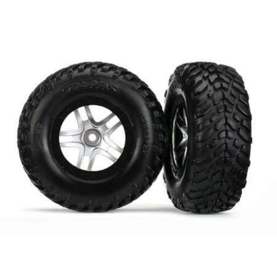 Tires & wheels, assembled, glued (S1 compound) (SCT Split-Spoke satin chro me, black beadlock style wheels, dual