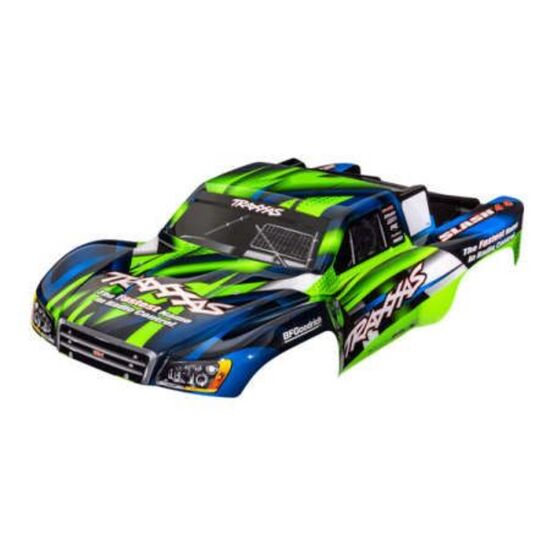 Body, Slash 4X4 (also fits Slash VXL & Slash 2WD), green & blue (painted, decals applied)
