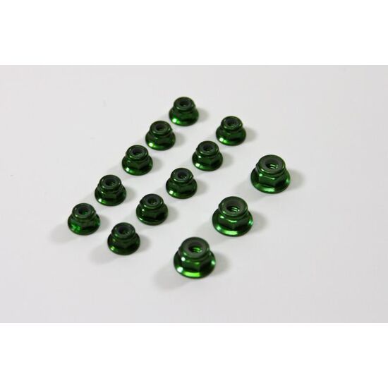 Jeu d'écrous ALU anodisé VERT M3 (x8) M4 (x4)  1:8 Comp.