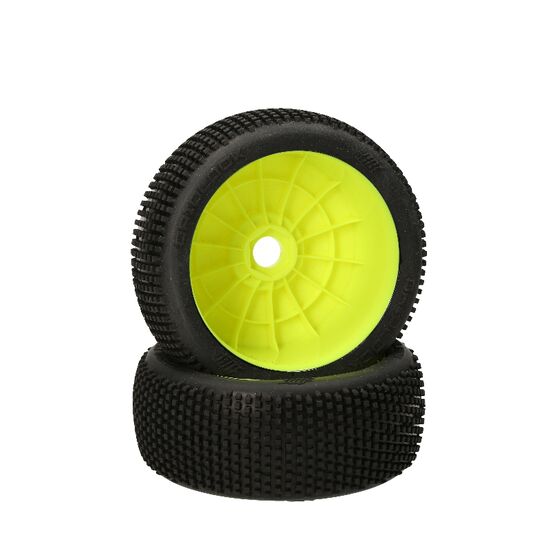 HB Gridlock Mounted Tire (Red/Yellow Wheel/1:8 Buggy), 2 image