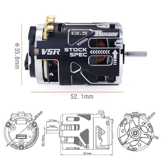 Surpass Rocket Stock 540-V5R sensored motor 17.5 Turns, 3 image