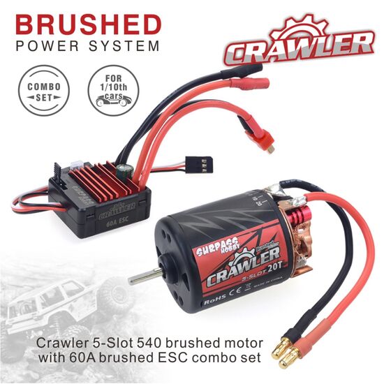 Combo Crawler 1:10 540 moteur à charbons 16T 5-slot (13700RPM) avec variateur 60A, 3 image
