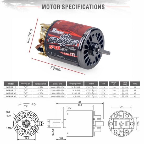 Combo Crawler Rocket Plus 1:10 540 Brushed Motor 16T mit ESC 80A (Auto hold), 4 image