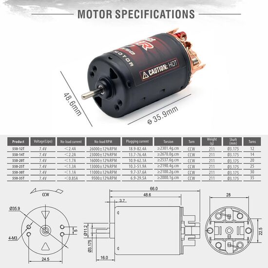 Combo 1:10 550 moteur à charbons 20T avec variateur 80A, 24 image
