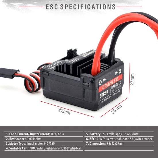 Combo 1:10 550 moteur à charbons 20T avec variateur 80A, 30 image