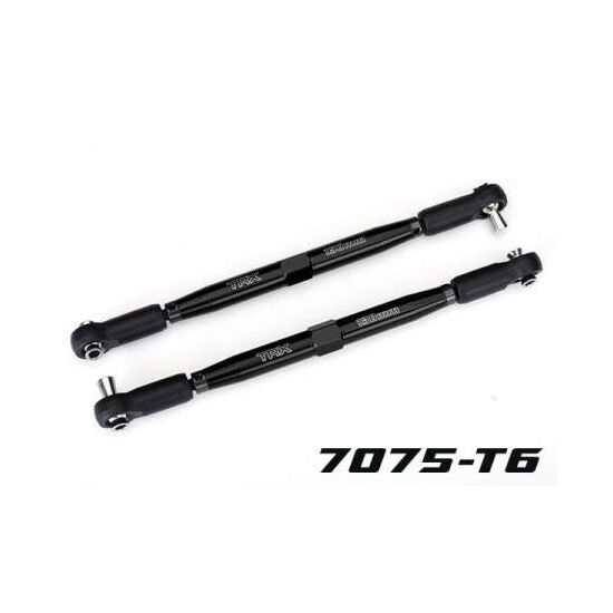 Toe links, X-Maxx (TUBES black-anodiz ed, 7075-T6 aluminum, stronger than t itanium) (157mm) (2)/ rod ends, assem