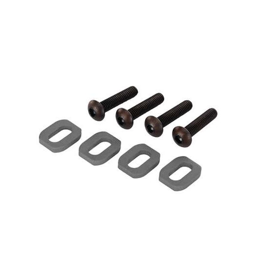 Washers, motor mount, aluminum (gray- anodized) (4)/ 4x18mm BCS (4)