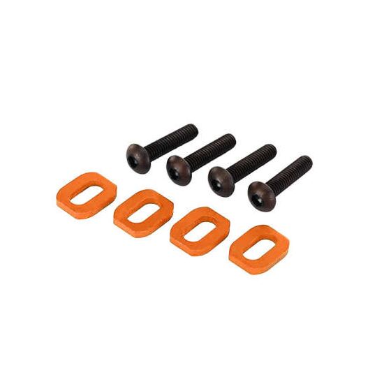 Washers, motor mount, aluminum (orang e-anodized) (4)/ 4x18mm BCS (4)