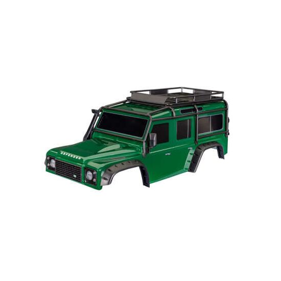 Body, Land Rover┬« Defender┬«, green (c omplete with ExoCage, fuel canisters, jack, spare tire mount & clipless mo