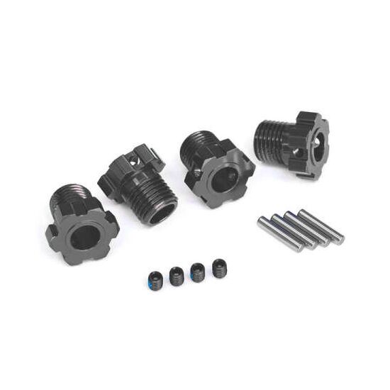 Wheel hubs, splined, 17mm (gray-anodi zed) (4)/ 4x5 GS (4), 3x14mm pin (4)