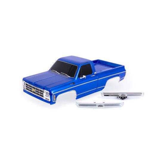 Body, Chevrolet K10 Truck (1979), com plete, blue (painted, decals applied) (includes grille, side mirrors, door