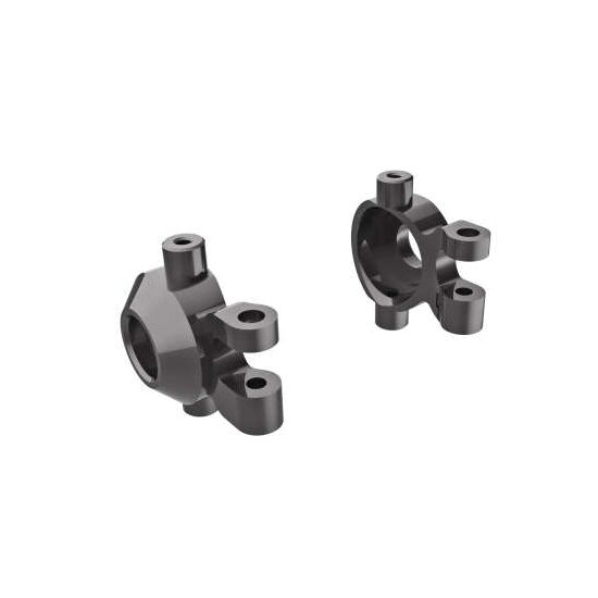 Steering blocks, 6061-T6 aluminum (da rk titanium-anodized) (left & right)/ 2.5x12mm BCS (with threadlock) (2)/