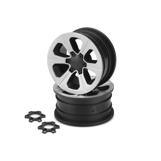 Hustle - 1.9 Vaterra Ascender 12mm glue-on wheel - (black w/ silver face plating) - 2pc., 2 image